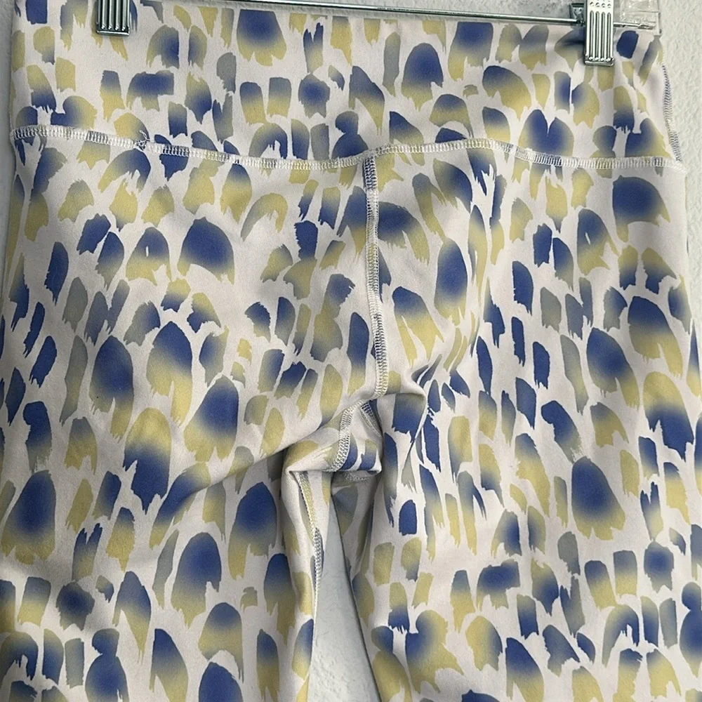 Alo Yoga‎ Cropped Capri Leggings Womens Yoga Workout Blue Yellow READ AS IS